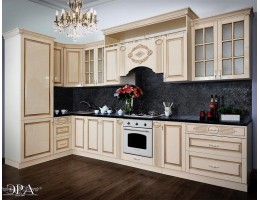 Модульная кухня Верона угловая 3,9*1,6, крем глянец