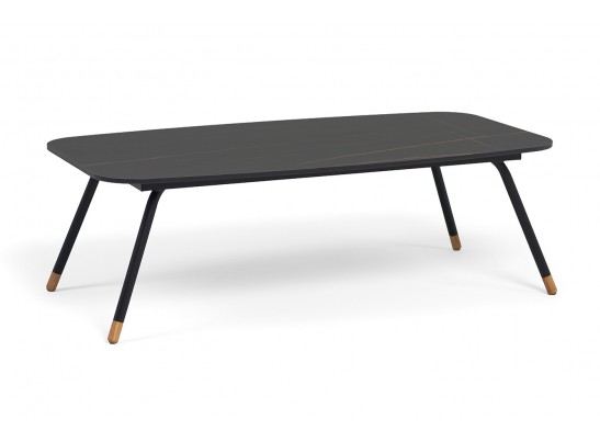 "Верона" журнальный стол из HPL 120х65, H40, каркас черный муар, цвет столешницы "черный мрамор"
