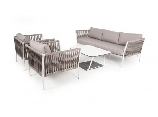 "Касабланка" лаунж-зона плетеная из роупа 5-местная, цвет серо-коричневый