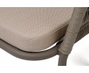 "Бордо" стул плетеный из роупа (колос), каркас алюминий серый (RAL7022) муар, роуп серый 15мм, ткань темно-серая 027