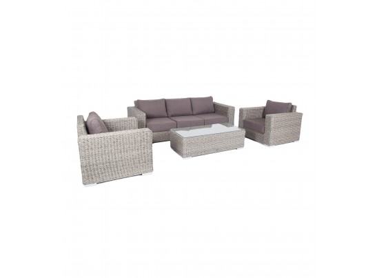 "Боно" лаунж-зона из искусственного ротанга (гиацинт), цвет серый