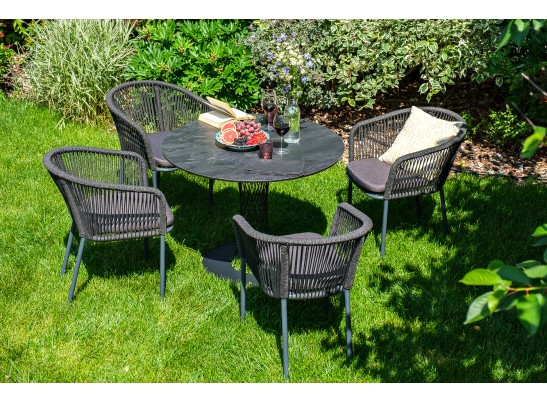 "Диего" обеденный стол из HPL круглый Ø100см, цвет "серый гранит"