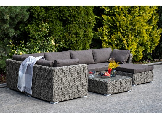 "Лунго" модуль диванный прямой с подушками, цвет cерый (гиацинт)