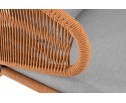 "Милан" диван 2-местный плетеный из роупа, каркас алюминий светло-серый (RAL7035) муар, роуп оранжевый меланж круглый, ткань светло-серая