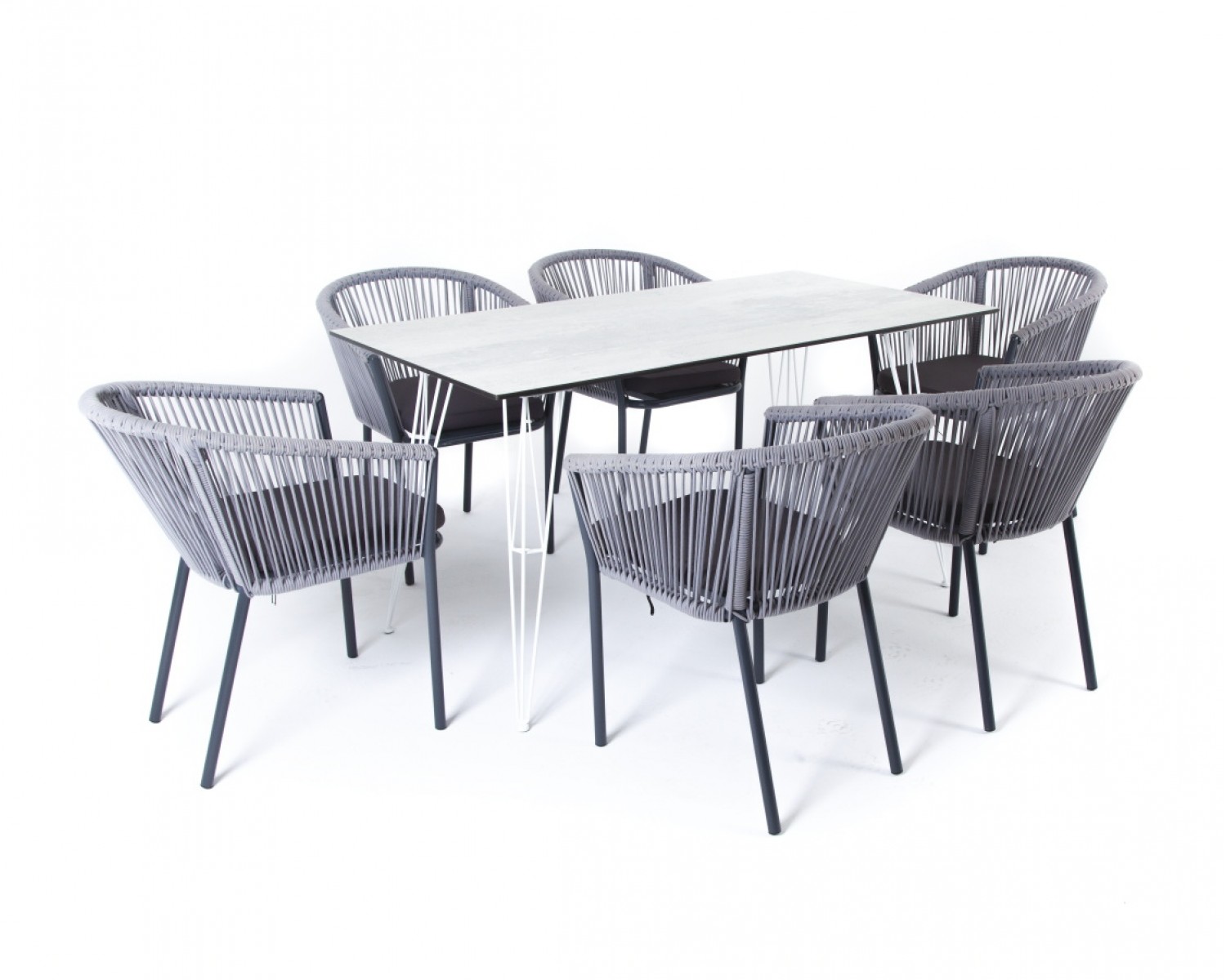 "Милан" обеденная группа на 6 персон, цвет светло-серый с темным каркасом