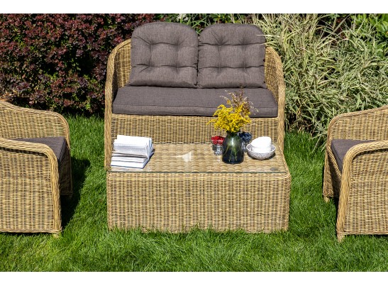"Равенна" диван двухместный плетенный из ротанга, цвет соломенный