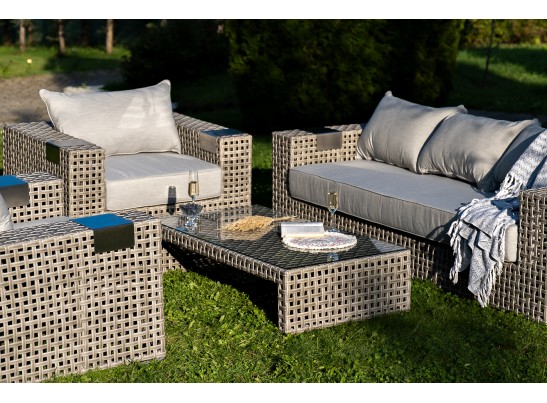 "Тито" лаунж-зона из искусственного ротанга, цвет серый (К)