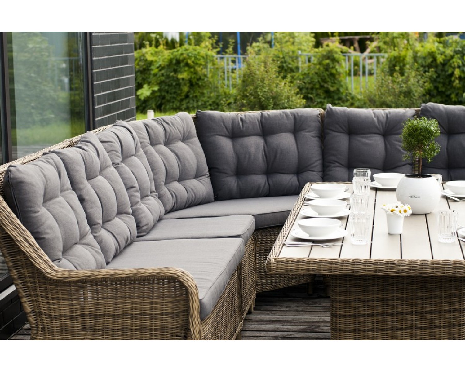 "Бергамо" плетеный центральный модуль дивана, цвет соломенный
