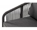 "Канны" диван 2-местный плетеный из роупа, основание дуб, роуп темно-серый круглый, ткань темно-серая 027