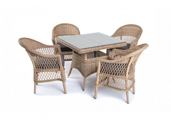 "Сицилия" обеденная группа плетеная, цвет соломенный