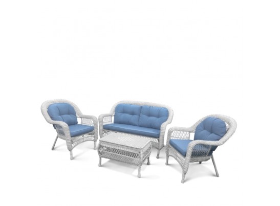 Плетеный комплект для отдыха из искусственного ротанга  LV520 White/Blue