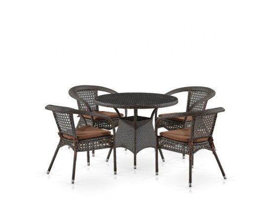 Комплект плетеной мебели Лион-1A T220CT/Y32-W53 Brown 4Pcs (4+1)