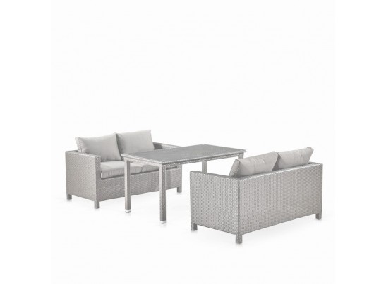Обеденный комплект плетеной мебели с диванами T256C/S59C-W85 Latte