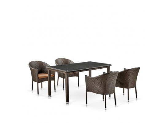 Комплект плетеной мебели T256A/Y350A-W53 Brown  4Pcs