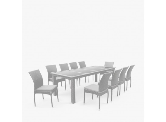 Комплект плетеной мебели T438/Y380C-W85 Latte (10+1) + подушки