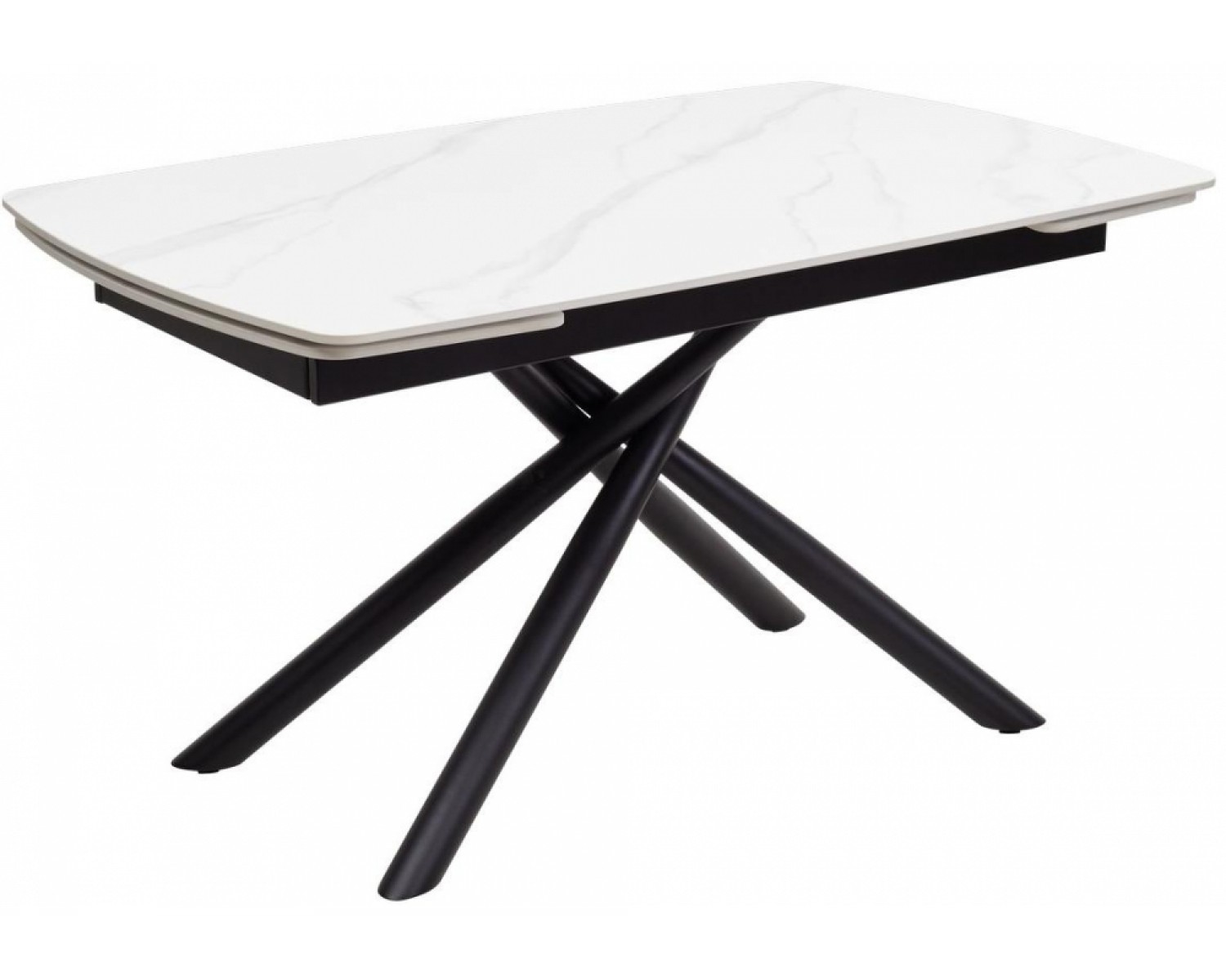 Стол Rivoli matt white marble sintered stone / black