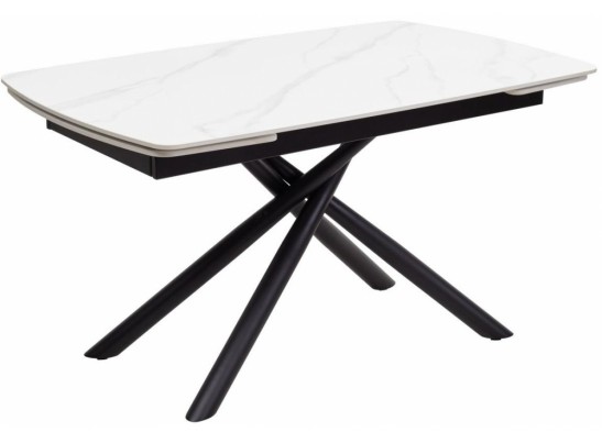 Стол Rivoli matt white marble sintered stone / black