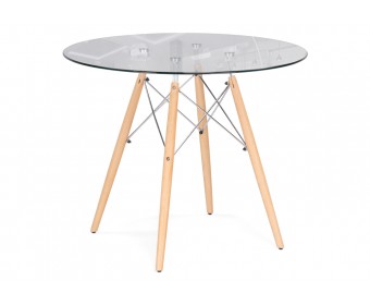 Стеклянный стол PT-151 80х80х76 clear glass / wood