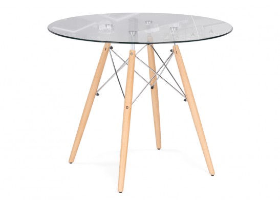 Стеклянный стол PT-151 80х80х76 clear glass / wood
