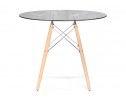 Стеклянный стол PT-151 80х80х76 clear glass / wood