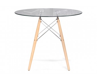 Стеклянный стол PT-151 80х80х76 clear glass / wood