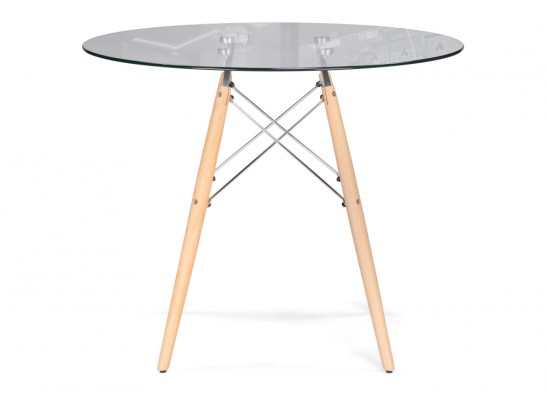 Стеклянный стол PT-151 80х80х76 clear glass / wood