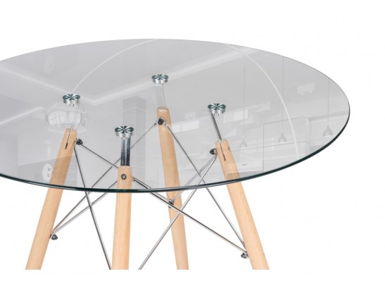 Стеклянный стол PT-151 80х80х76 clear glass / wood