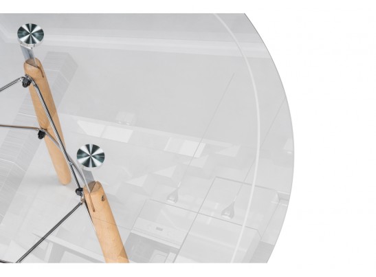 Стеклянный стол PT-151 80х80х76 clear glass / wood