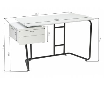 Компьютерный стол Desk 131х58х76 white / black