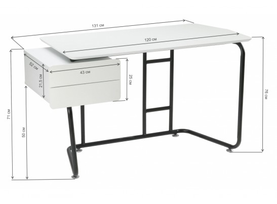 Компьютерный стол Desk 131х58х76 white / black