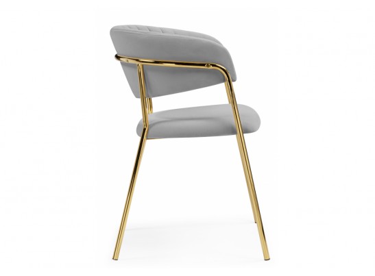 Стул на металлокаркасе Kamelia велюр светло-серый / золотой