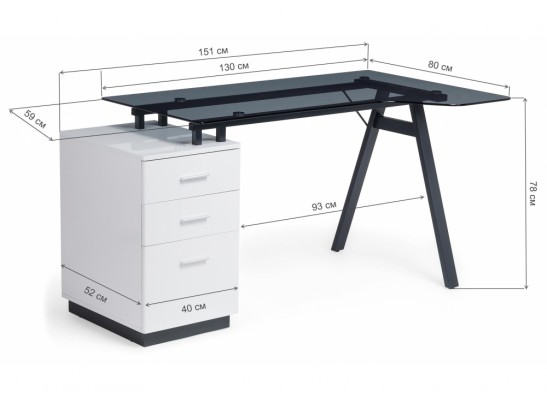 Компьютерный стол Torvi white / black