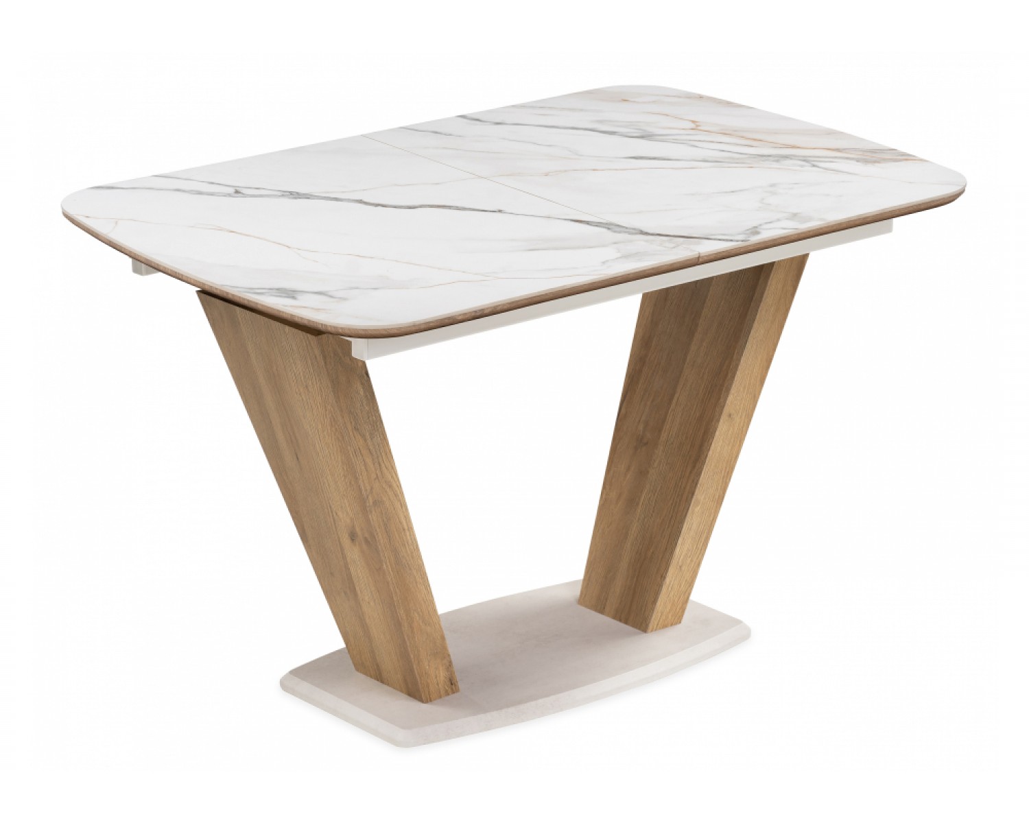Керамический стол Петир 120(160)х80х75 gilt white / дуб монтана