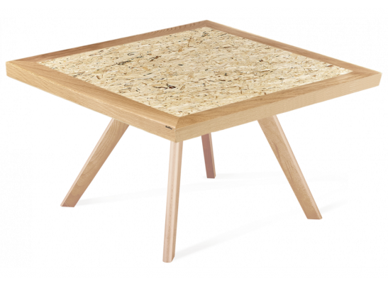 Журнальный столик SHT-S39  70 / 70 дуб / OSB прозрачный лак
