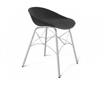 Стул на металлокаркасе SHT-ST19 / S107 черный / черный / хром лак