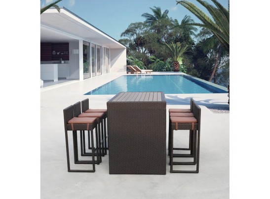 Барный комплект плетеной мебели T390AD/Y390A-W63_6Pcs Brown