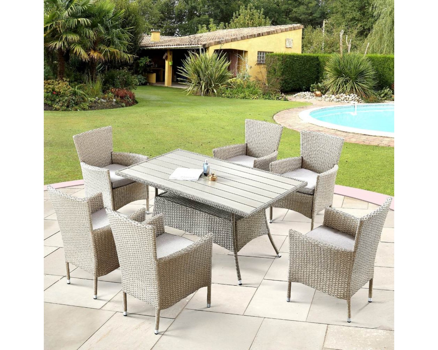Комплект плетеной мебели AFM-195-6Pcs Beige (6+1)
