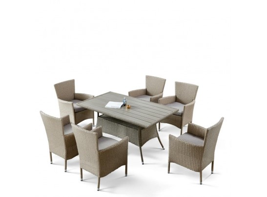 Комплект плетеной мебели AFM-195-6Pcs Beige (6+1)