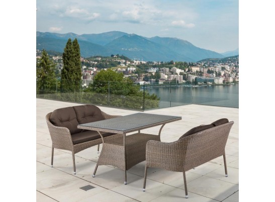 Обеденный комплект плетеной мебели из искусственного ротанга T198B/S54B-W56 Light brown