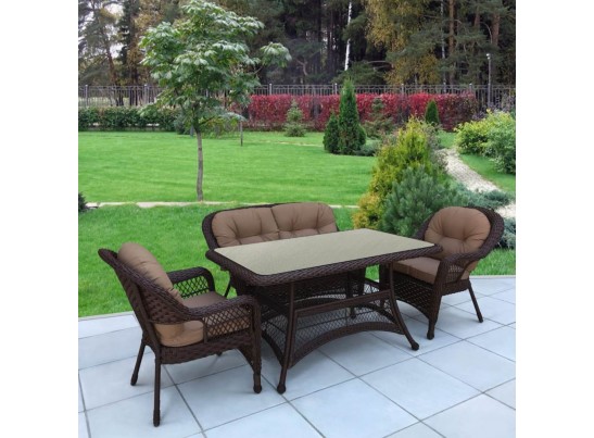 Комплект плетеной мебели T130Br/LV520BB-Brown_Beige