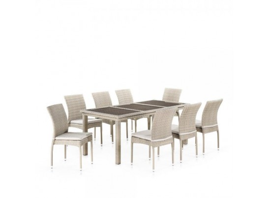 Комплект плетеной мебели T365/Y380C-W85 Latte (8+1) + подушки