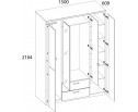 DOORSET, Шкаф 4DG2S Z. Цвет ДУБ НАВАРРА
