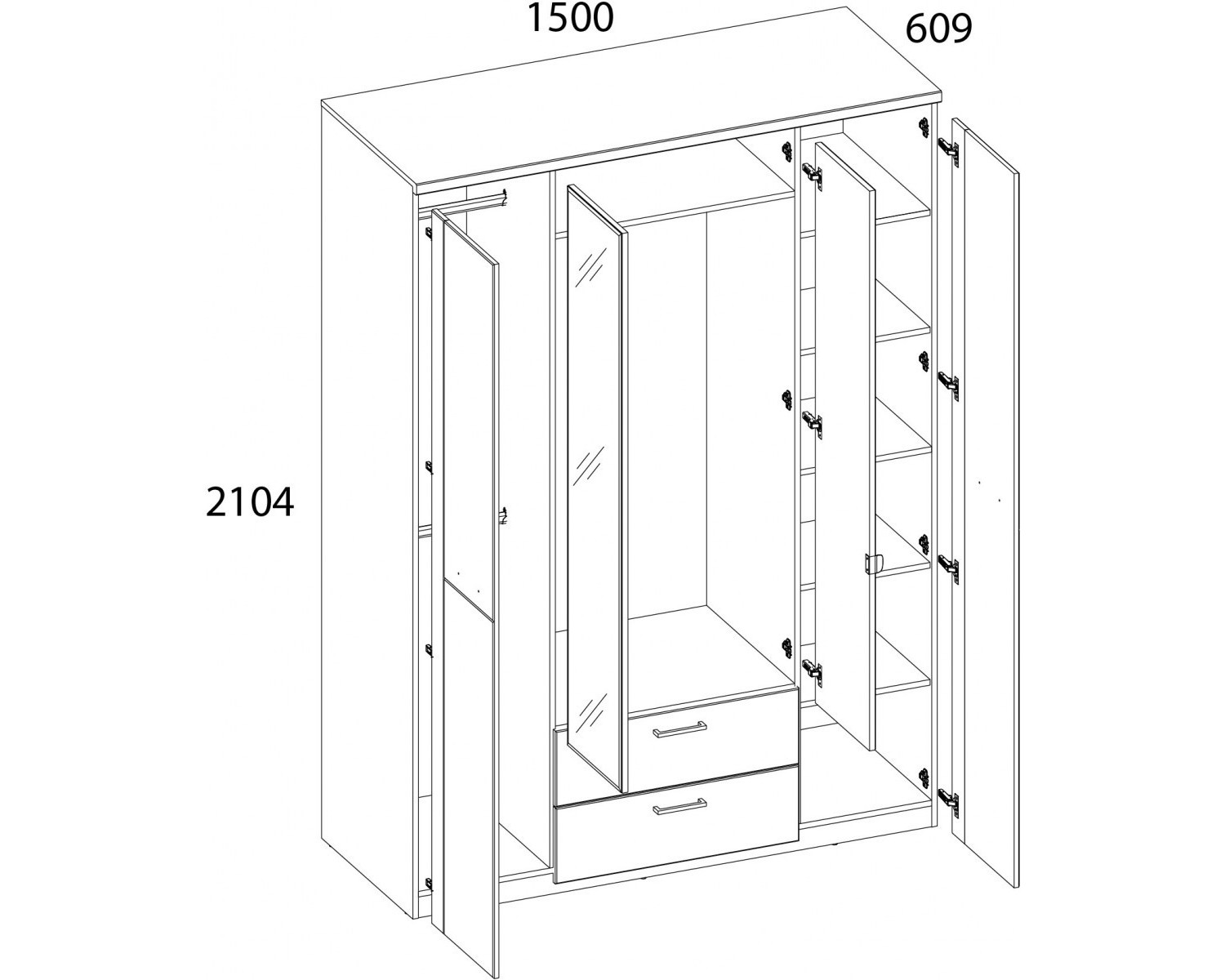 DOORSET, Шкаф 4DG2S Z. Цвет ДУБ НАВАРРА