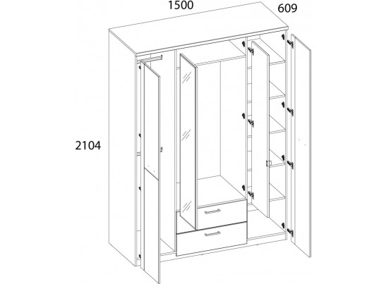DOORSET, Шкаф 4DG2S Z. Цвет ДУБ НАВАРРА