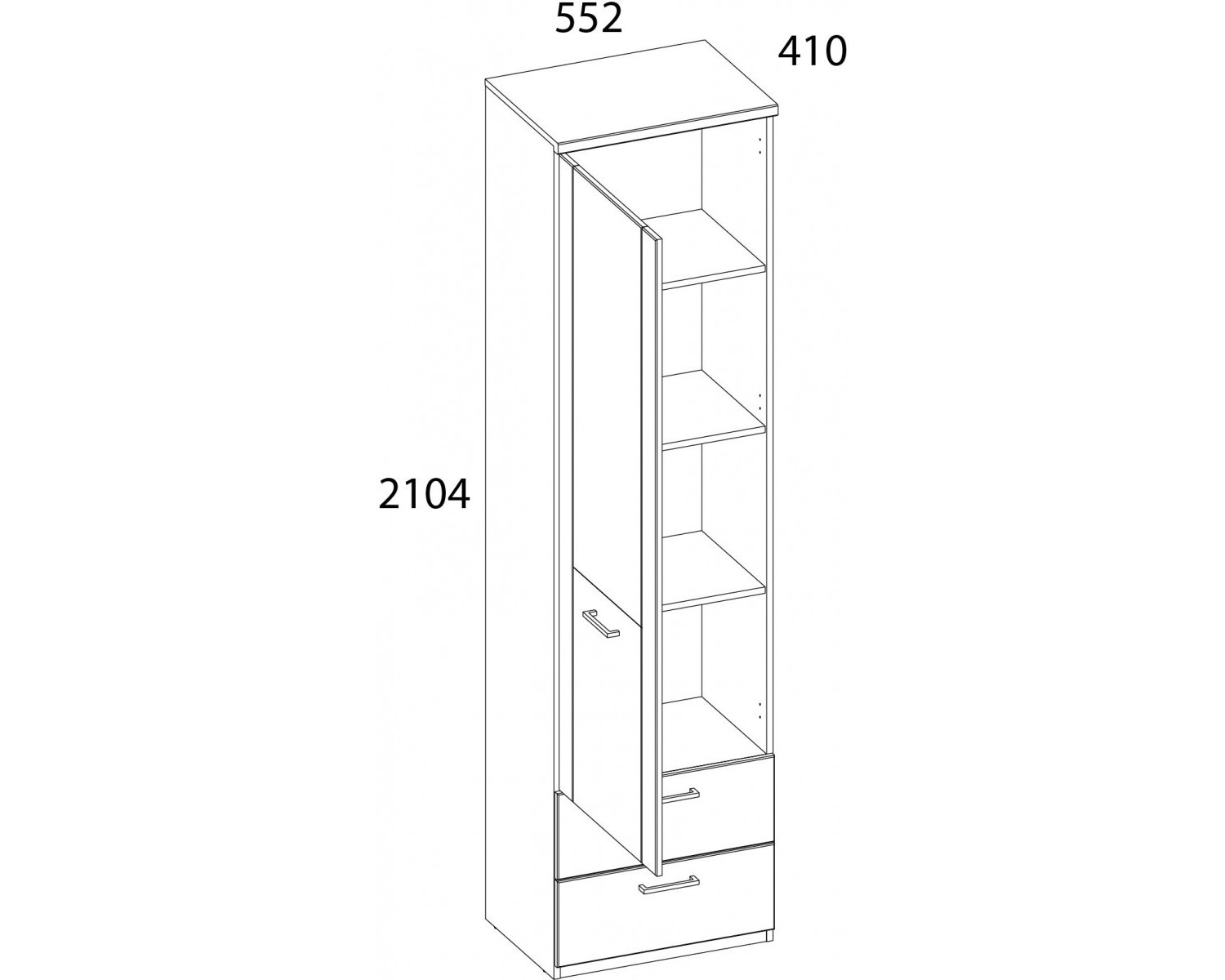 DOORSET, Шкаф 1D2S. Цвет ДУБ НАВАРРА