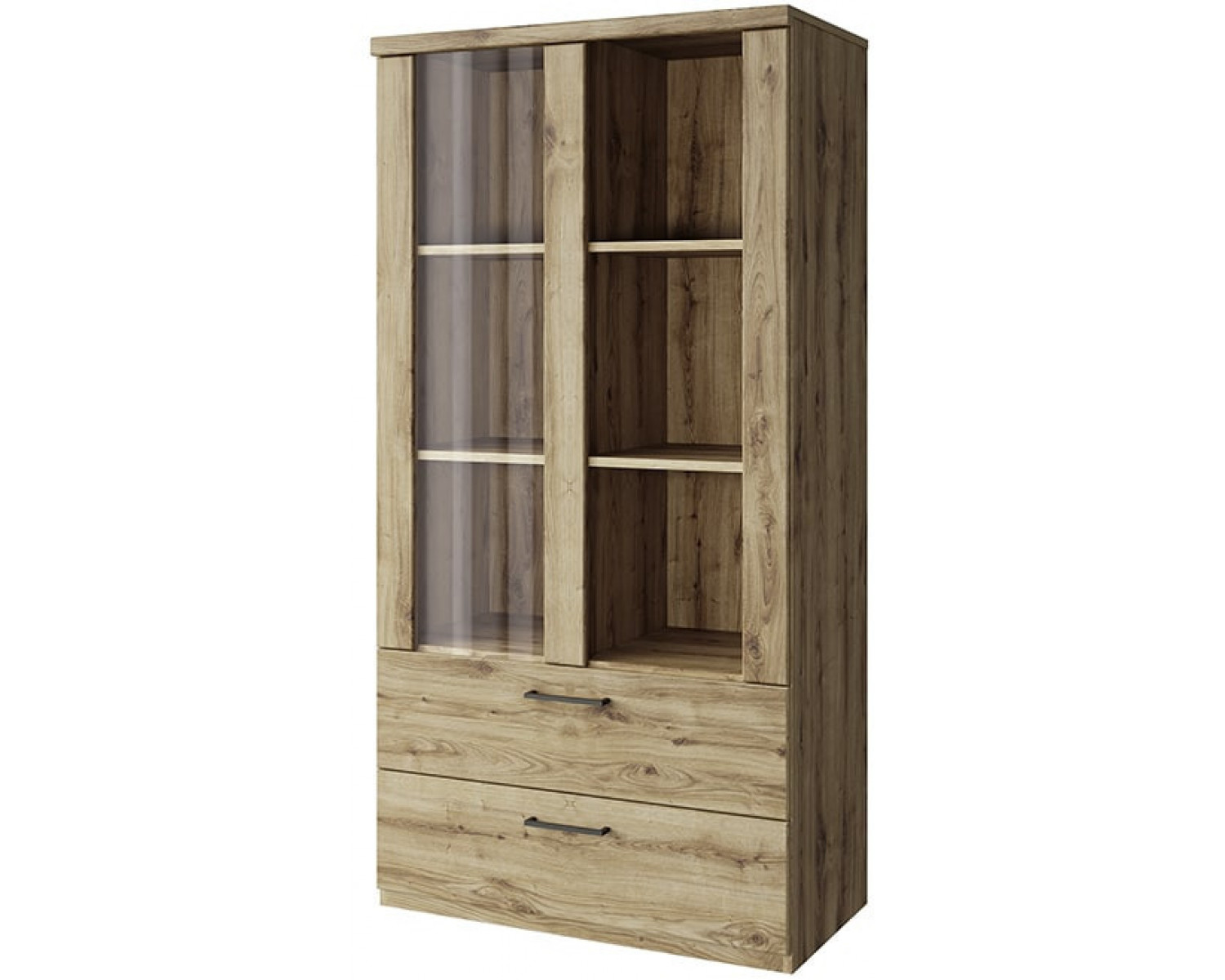DOORSET, Шкаф с витриной 1V2S3N. Цвет ДУБ НАВАРРА