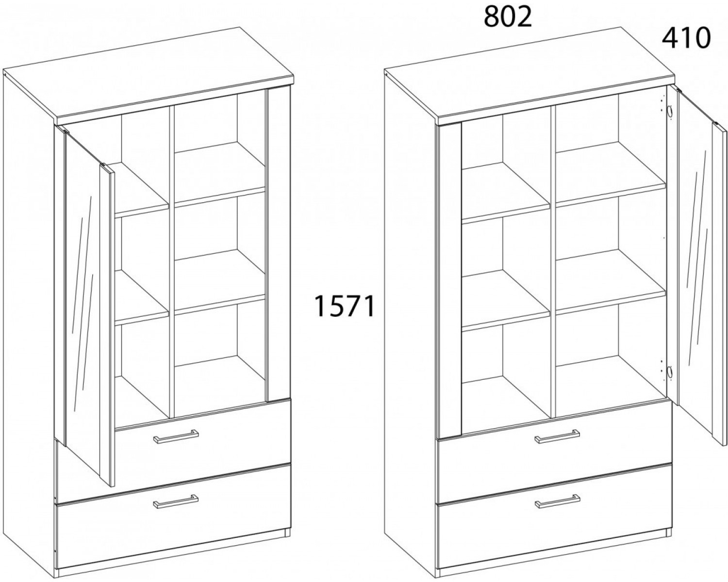 DOORSET, Шкаф с витриной 1V2S3N. Цвет ДУБ НАВАРРА