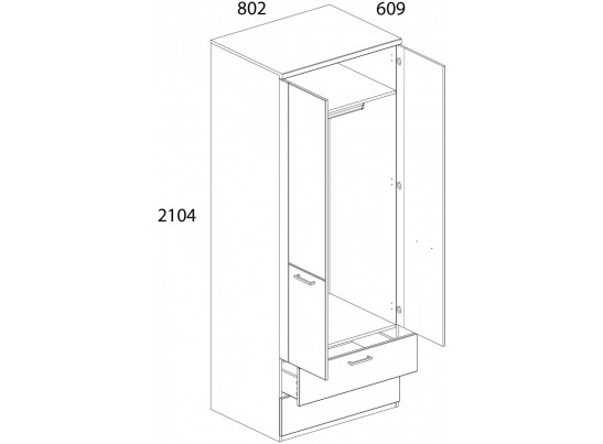 DOORSET, Шкаф 2DG2S. Цвет ДУБ НАВАРРА
