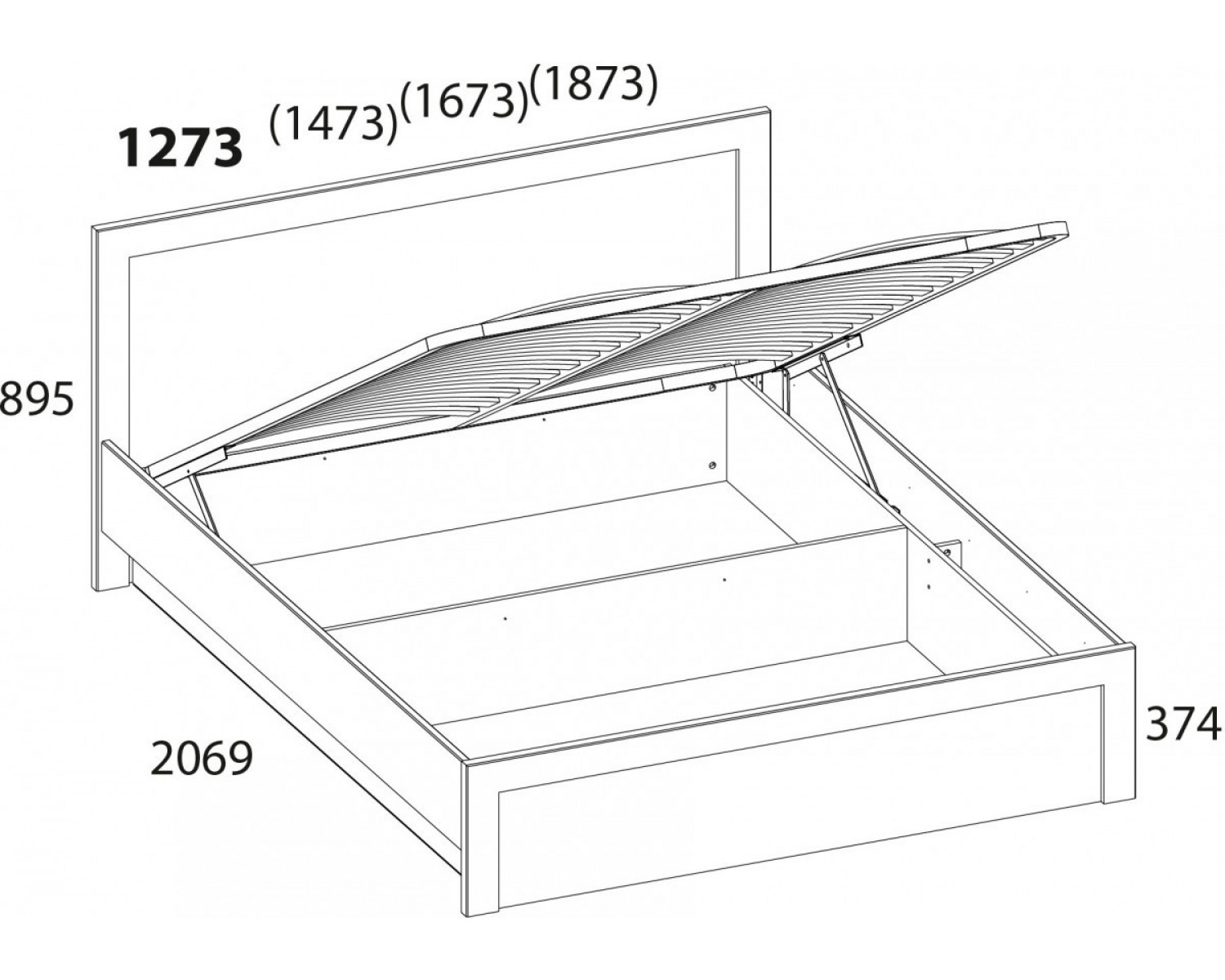 DOORSET, Кровать 120 с подъемником. Цвет ДУБ НАВАРРА