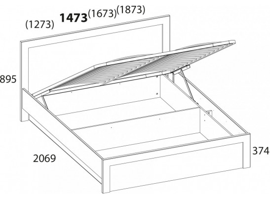 DOORSET, Кровать 140 с подъемником. Цвет ДУБ НАВАРРА